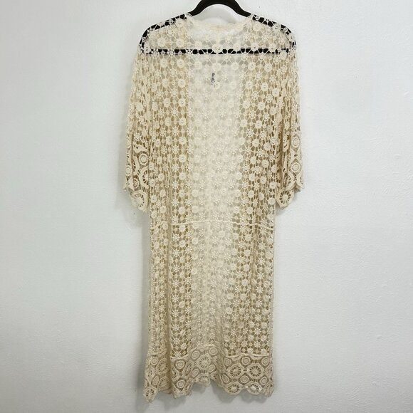 Do Everything In Love Cream Duster Kimono Cardigan One Size Boho Beach Fairy - Picture 6 of 12